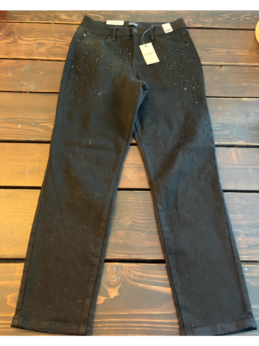Judy Blue Black Slim Fit Leggings with Black Rhinestone Accent